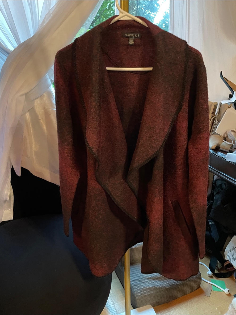 Parkhurst Mohair Wool Blend Draped Waterfall Cardigan Jacket